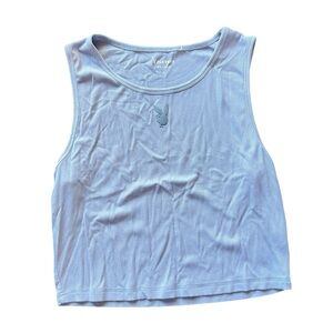 Playboy PacSun Baby Blue Ribbed Tank Top Bunny Logo Cropped Size Large